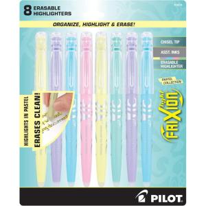 PILOT Pen 8035 FriXion Light Pastel Collection Erasable Highlighters, Chisel Tip, Assorted Color Inks, 8-Pack