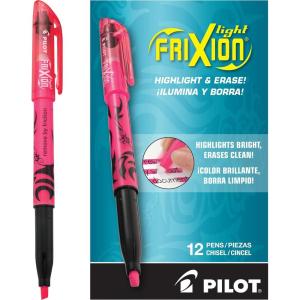 Pilot, FriXion Light Erasable Highlighters, Chisel Tip, Pack of 12, Orange(Pink)