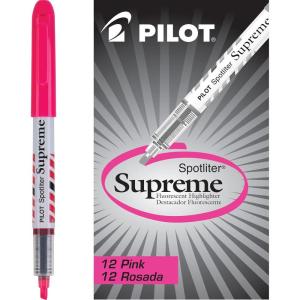 Pilot Spotliter Supreme Fluorescent Highlighters, Chisel Tip, Yellow, 12-Pack (16008)(Pink)