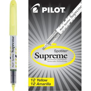Pilot Spotliter Supreme Fluorescent Highlighters, Chisel Tip, Yellow, 12-Pack (16008)(Yellow)