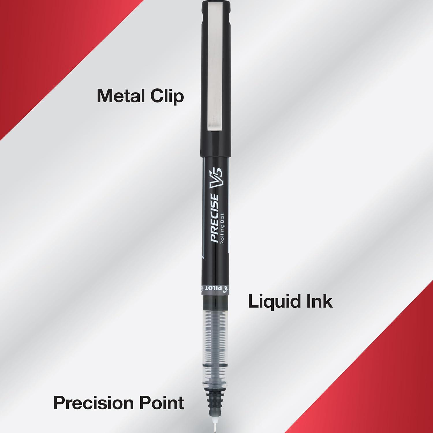 imagePilot Precise V5 RT Refillable ampamp Retractable Rolling Ball Pens Extra Fine Point Pens 05 mm BlackBlueRedGreen Pack of 4  Ideal for School Journaling ampamp Office WritingV5 Stick