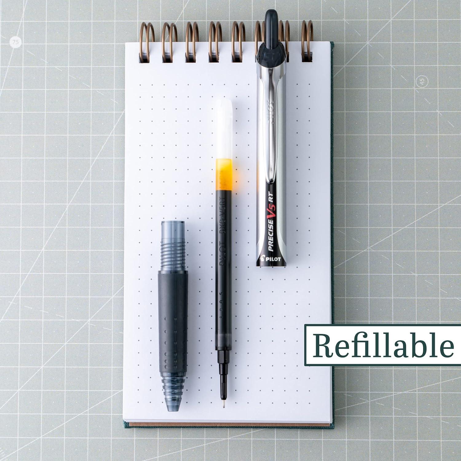imagePilot Precise V5 RT Refillable ampamp Retractable Rolling Ball Pens Extra Fine Point Pens 05 mm BlackBlueRedGreen Pack of 4  Ideal for School Journaling ampamp Office WritingV5 Retractable