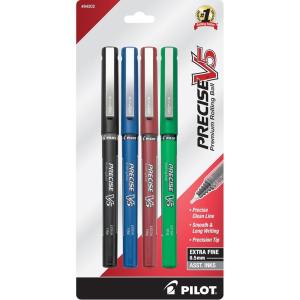 Pilot Precise V5 RT Refillable & Retractable Rolling Ball Pens, Extra Fine Point Pens, 0.5 mm, Black/Blue/Red/Green, Pack of 4 – Ideal for School, Journaling & Office Writing(V5 Stick)