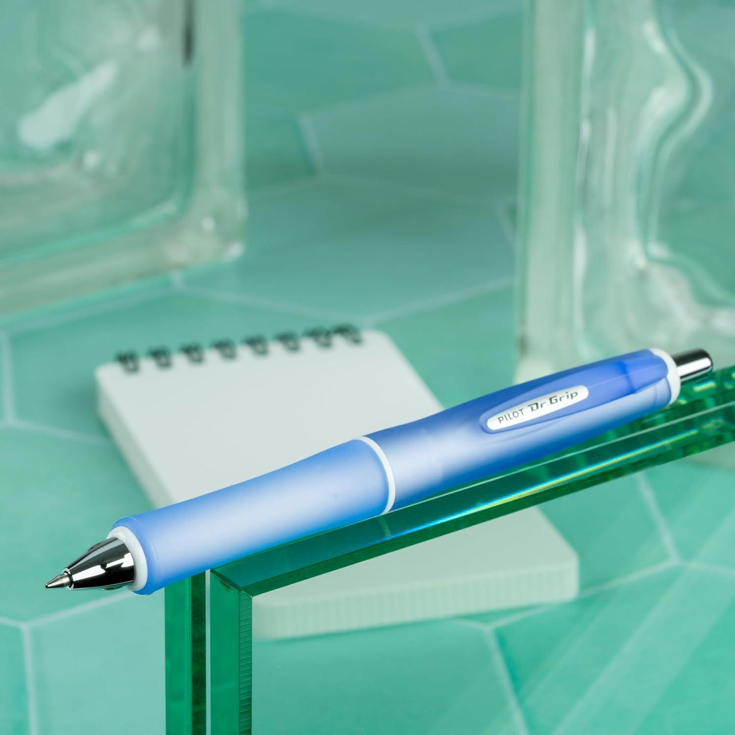 imagePILOT Dr Grip Frosted Refillable ampamp Retractable Ballpoint Pen Medium Point Purple Barrel Black Ink Pack of 2