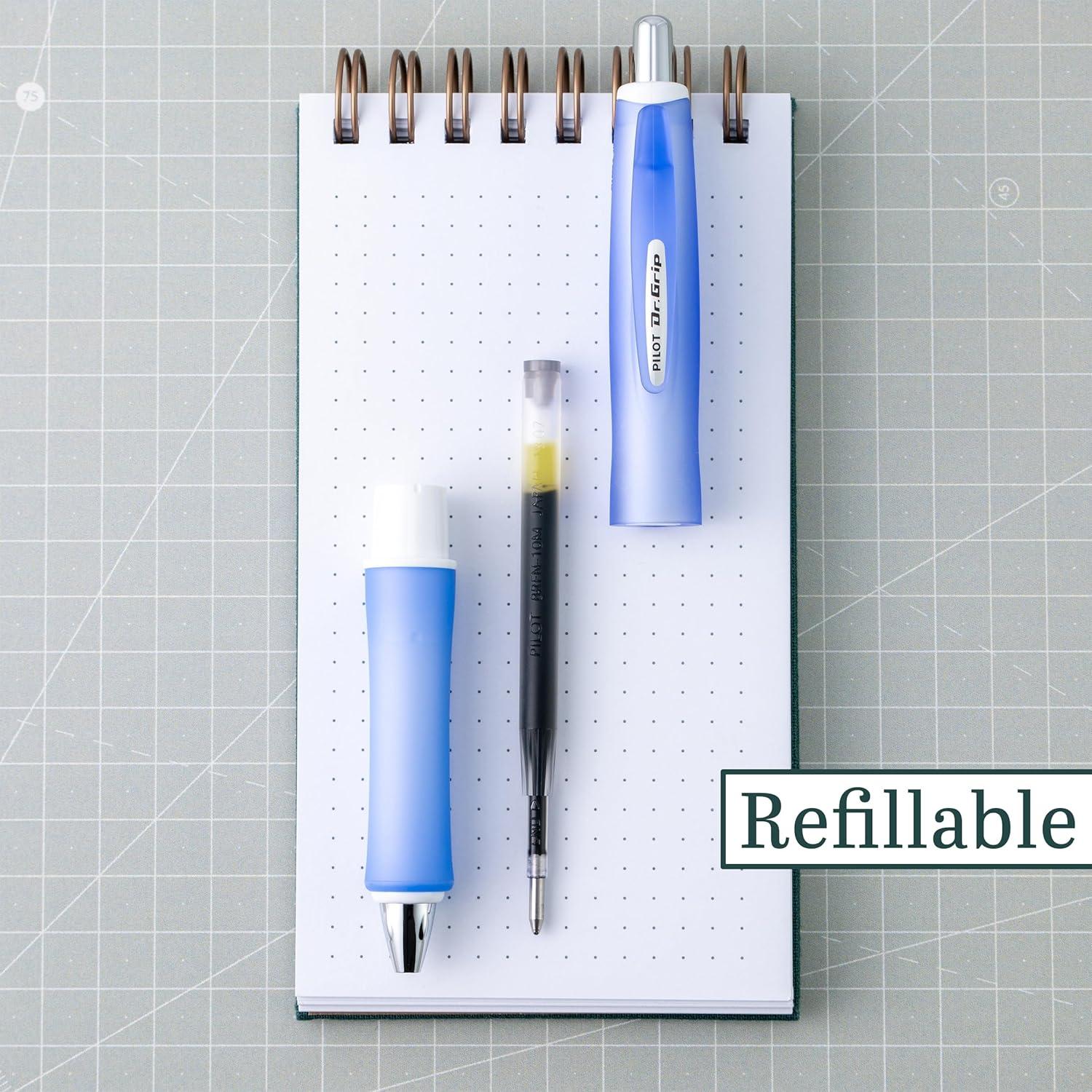 imagePILOT Dr Grip Frosted Refillable ampamp Retractable Ballpoint Pen Medium Point Purple Barrel Black Ink Pack of 2