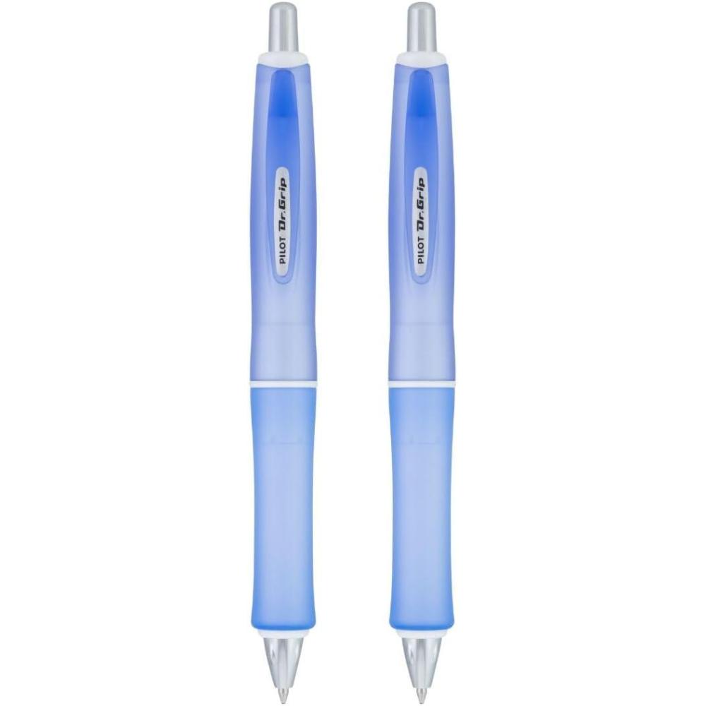 imagePILOT Dr Grip Frosted Refillable ampamp Retractable Ballpoint Pen Medium Point Purple Barrel Black Ink Pack of 2