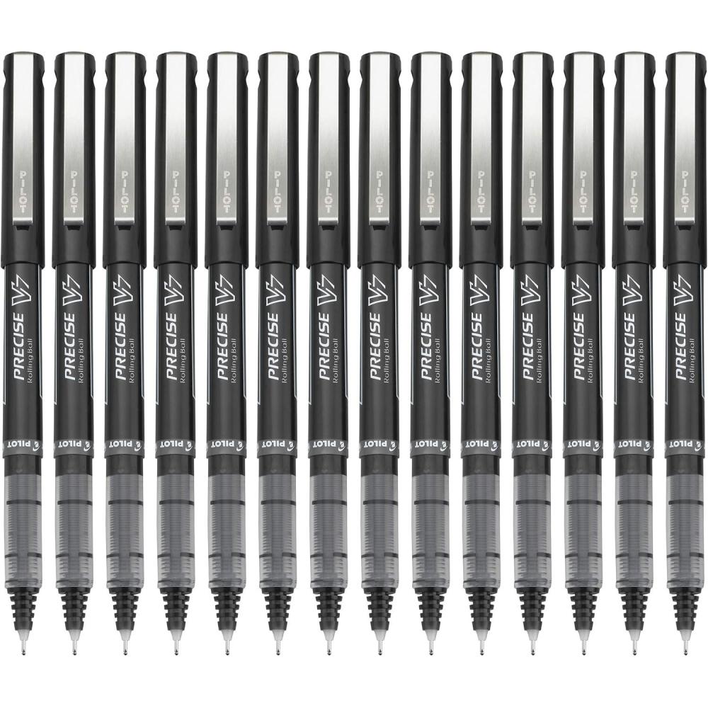imagePilot Precise V7 Capped Liquid Ink Rollerball Pens Fine Point 07 mm Black Ink Pens Pack of 14  Ideal for School Journaling ampamp Office WritingBlack
