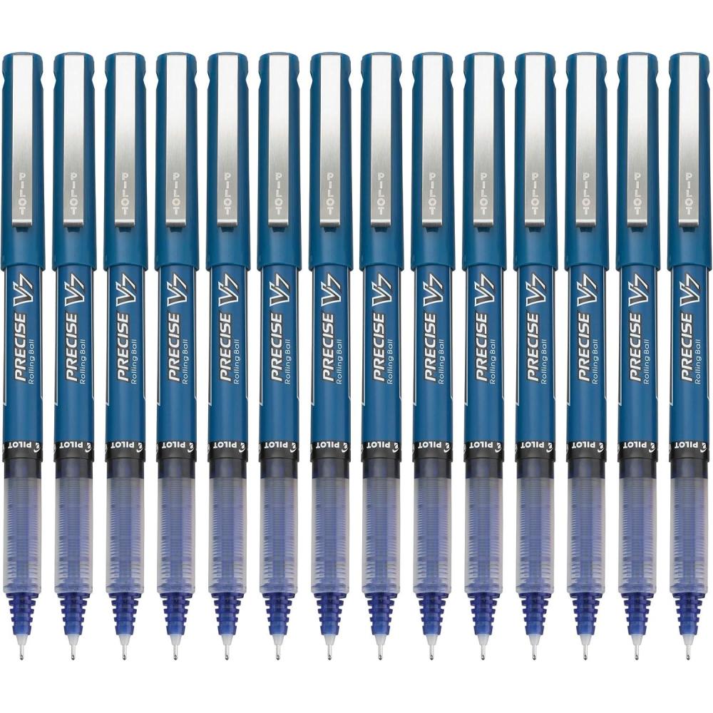 imagePilot Precise V7 Capped Liquid Ink Rollerball Pens Fine Point 07 mm Black Ink Pens Pack of 14  Ideal for School Journaling ampamp Office WritingBlue
