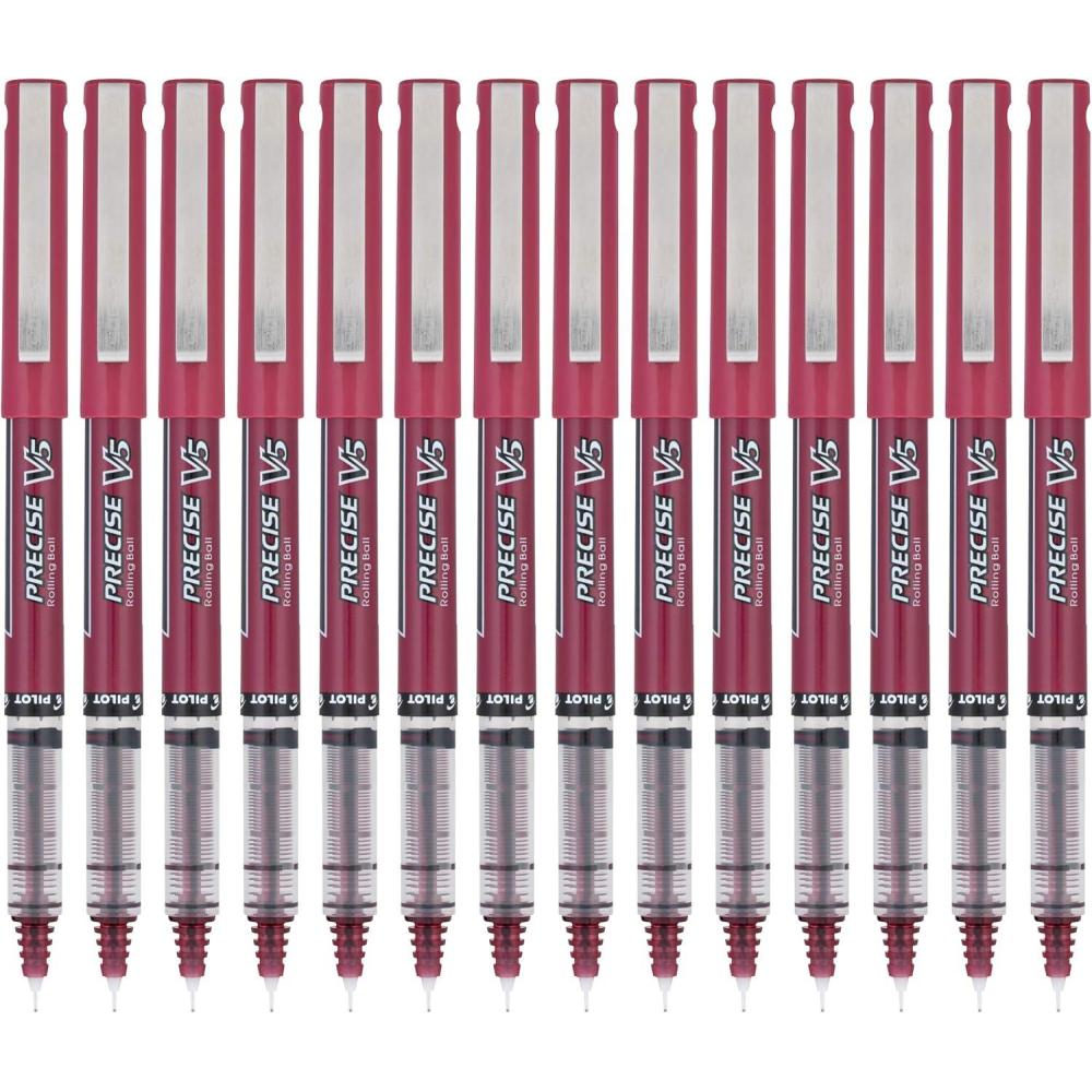 imagePilot Precise V7 Capped Liquid Ink Rollerball Pens Fine Point 07 mm Black Ink Pens Pack of 14  Ideal for School Journaling ampamp Office WritingBurgundy