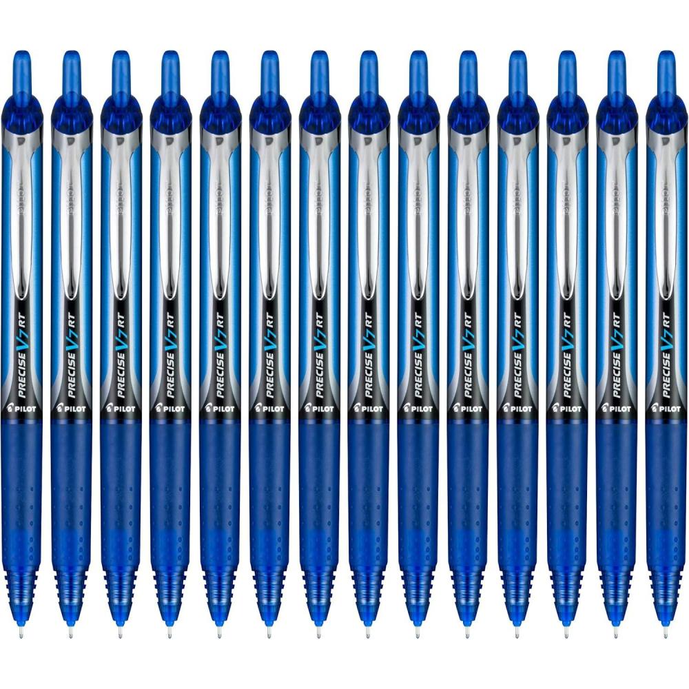 imagePilot Precise V7 RT Refillable ampamp Retractable Liquid Ink Rollerball Pens Black Ink Pens Fine Point 07 mm 14Pack  Ideal for School Journaling and Office WritingBlue