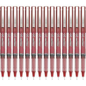 Pilot, Precise V7, Capped Liquid Ink Rollerball Pens, Fine Point 0.7 mm, Black Ink Pens, Pack of 14 – Ideal for School, Journaling & Office Writing(Red)