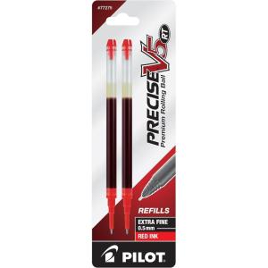 Pilot, Precise V5 RT Liquid Ink Refills, Extra Fine Point 0.5 mm, Blue, Pack Of 2(Red)