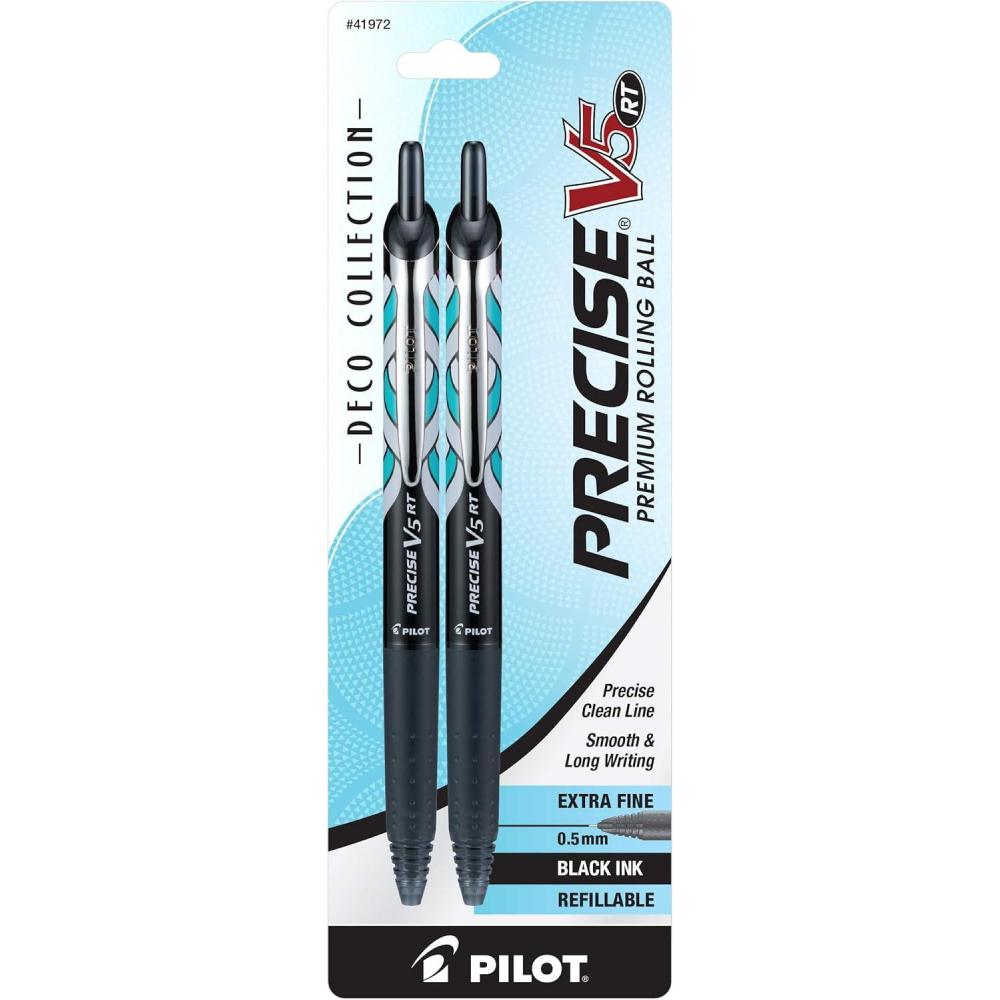 imagePilot Precise V5 RT Deco Collection Refillable ampamp Retractable Liquid Ink Rolling Ball Pens Extra Fine Point 05 mm Black Pack of 22 Count Pack of 1