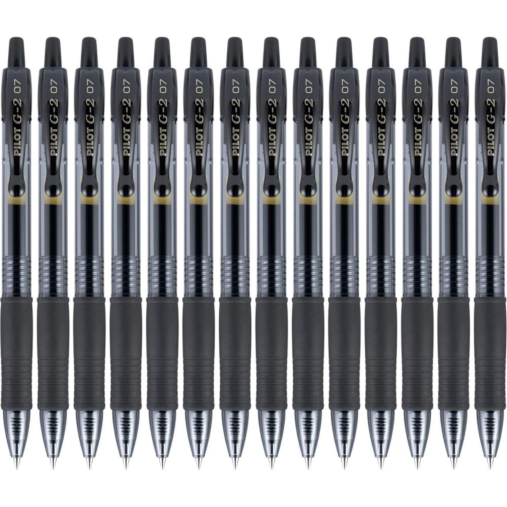 image:imagePilot G2 Premium Gel Roller Pens Fine Point 07 mm Blue Ink Pens Fine Point Pack of 14  Ideal for School Journaling and Office WritingBlack