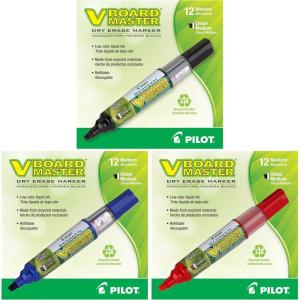 Pilot V Board Master Refillable Dry Erase Markers, Assorted Colors Bundle, 15 Count(1 Count (Pack of 36))