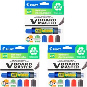 Pilot V Board Master Refillable Dry Erase Markers, Assorted Colors Bundle, 15 Count(15 Count (Pack of 1))