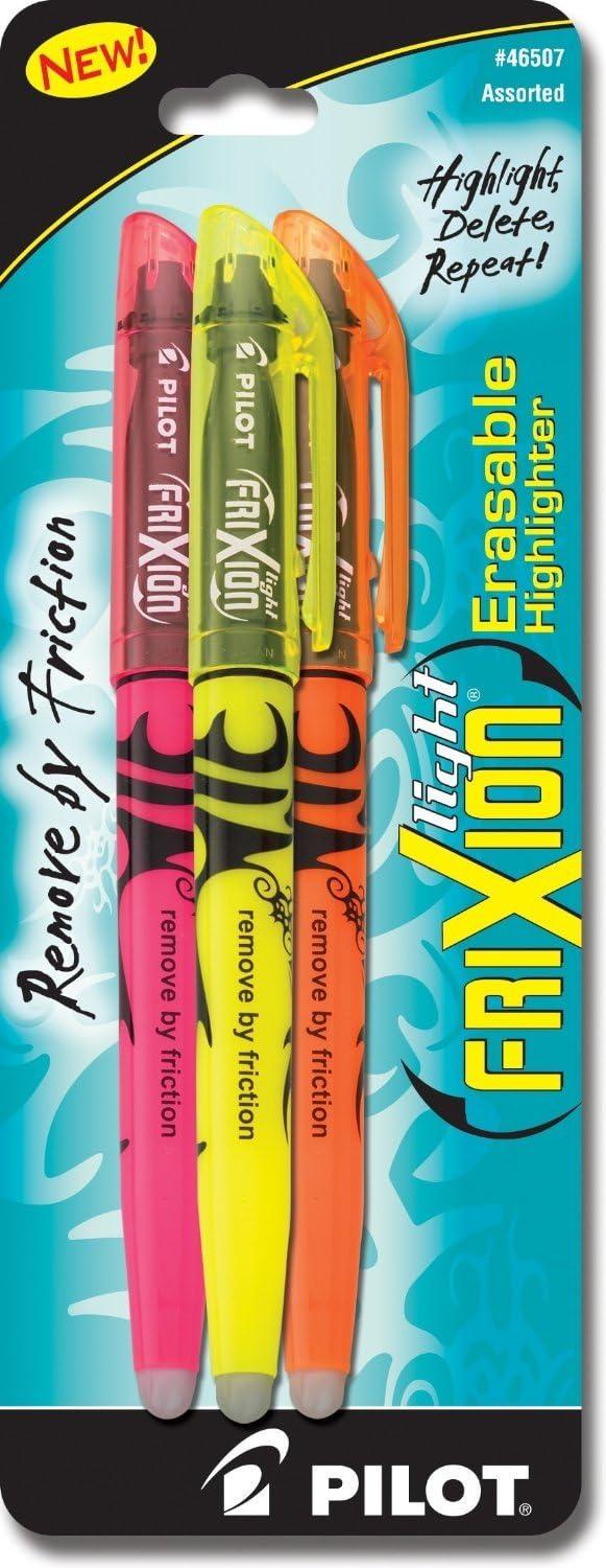 image:imagePILOT FriXion Light Erasable Highlighters Chisel Point Assorted Colors Box of Six 3pks 18 Pens total Too Much or The Wrong Color Highlighted Make Mistakes Disappear without White Out C3001
