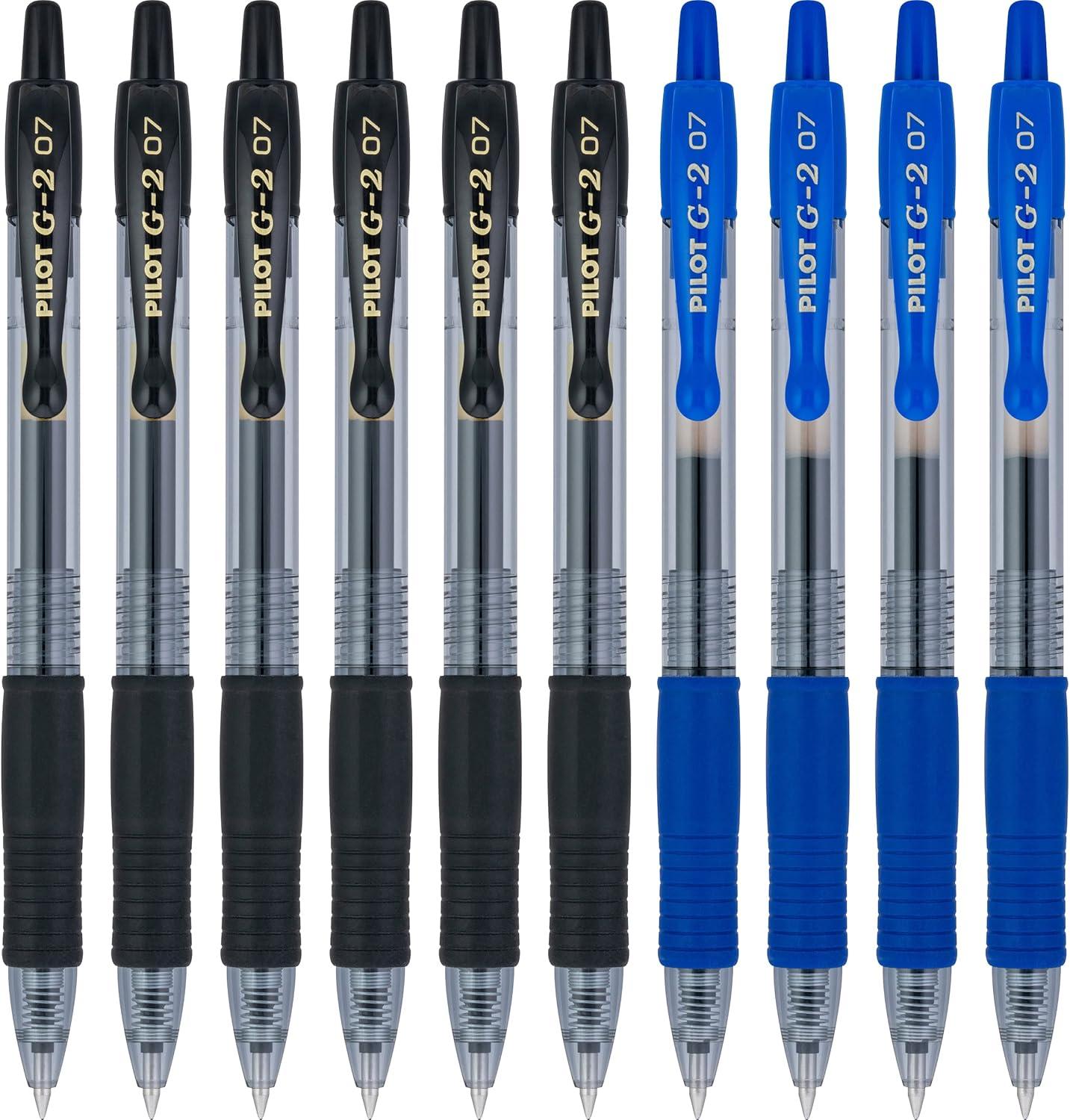 image:imagePILOT G2 Premium Refillable amp Retractable Rolling Ball Gel Pens 07mm Fine Point 6 Black and 4 Blue Pens Pack of 1 10 Count TotalBlack Blue