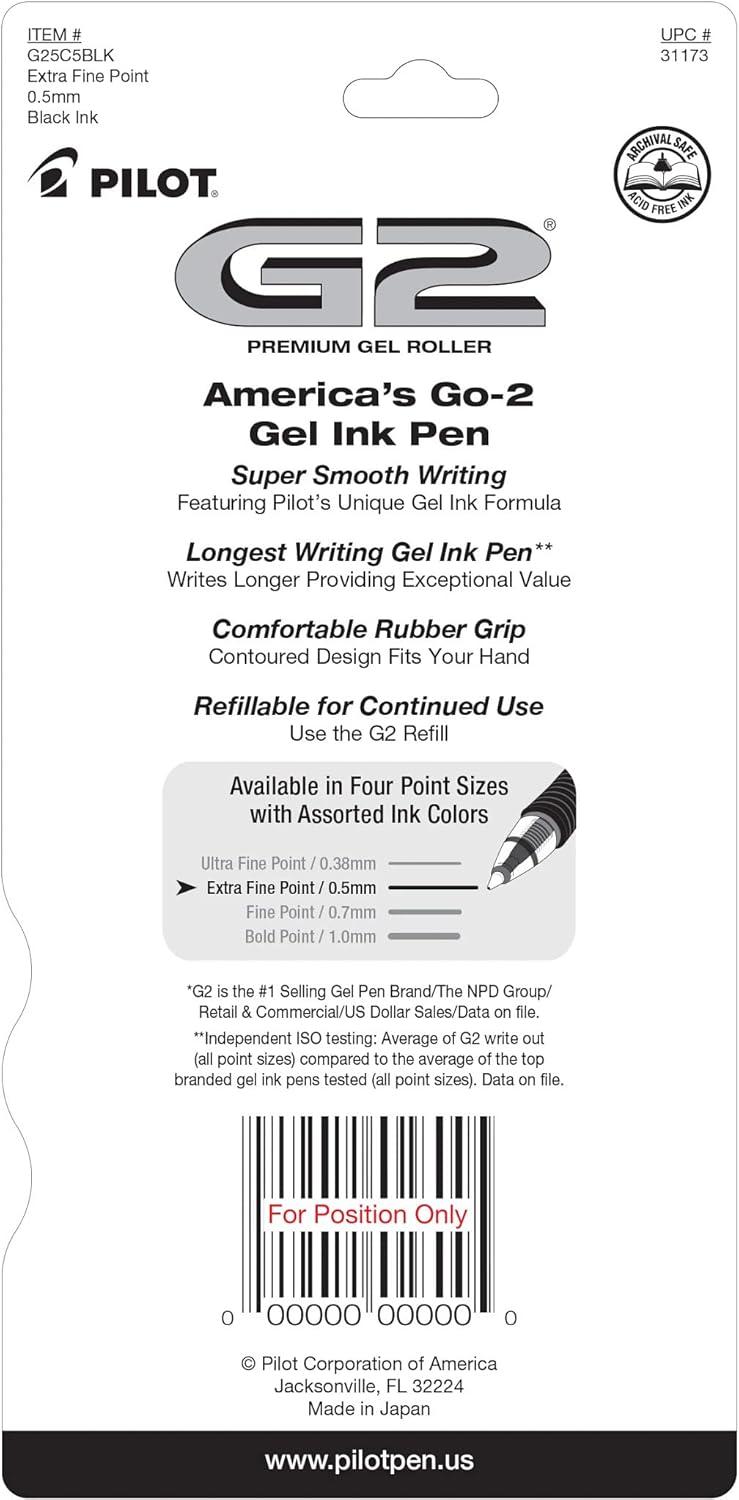 image:imagePILOT G2 Premium Refillable amp Retractable Rolling Ball Gel Pens 07mm Fine Point 6 Black and 4 Blue Pens Pack of 1 10 Count TotalBlack