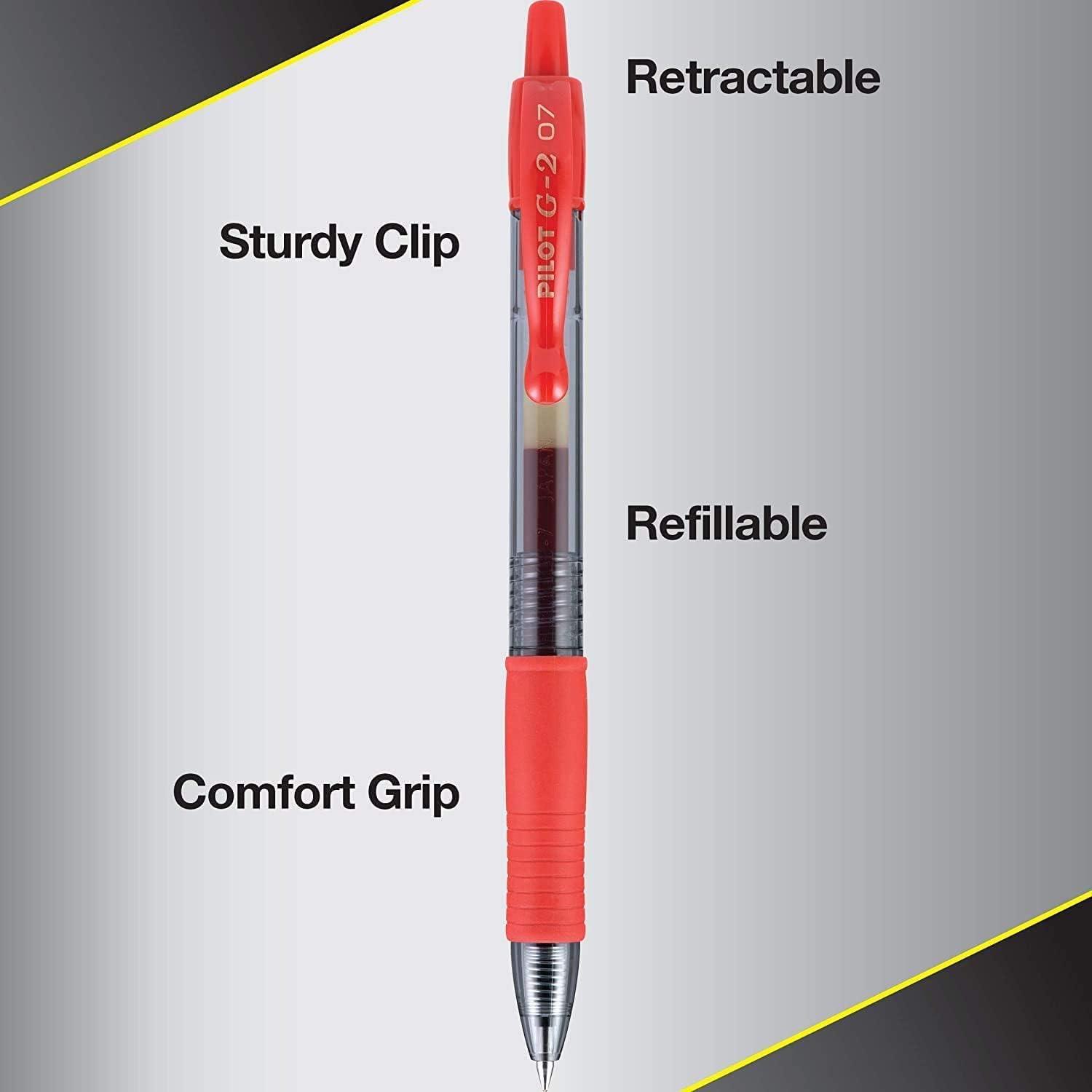image:imagePilot G2 Premium Gel Roller Pens 07 Fine Point Smooth Writing Pens Black Pack of 4Red