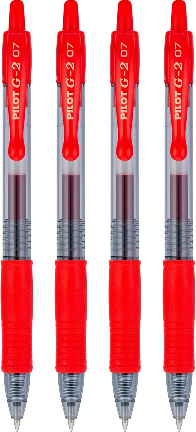 image:imagePilot G2 Premium Gel Roller Pens 07 Fine Point Smooth Writing Pens Black Pack of 4Red