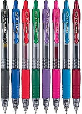 image:imagePilot G2 Premium Retractable GelInk Rolling Ball Pens Bold Point 10mm 10 Gel Pens Assorted 8Pack Ideal for School Journaling amp Office Writing1 Count Pack of 8