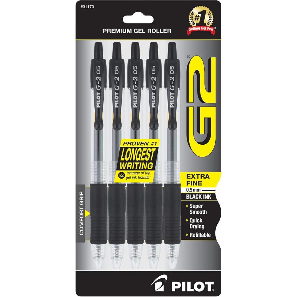 image:imagePILOT G2 Premium Refillable amp Retractable Rolling Ball Gel Pens 07mm Fine Point 6 Black and 4 Blue Pens Pack of 1 10 Count TotalBlack