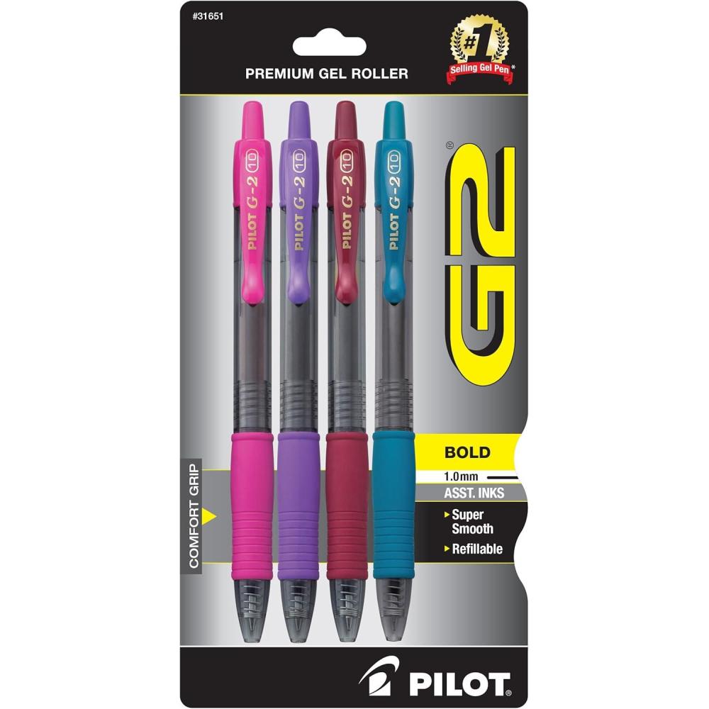 image:imagePilot G2 Premium Gel Pens Black Pens Bold Point 1 mm 4 BlackAssorted Fashion
