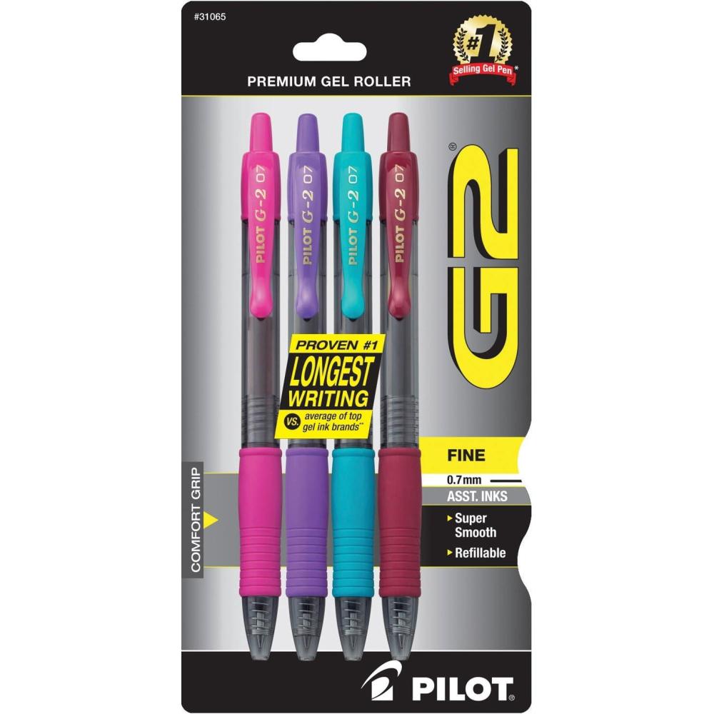 image:imagePilot G2 Premium Gel Roller Pens 07 Fine Point Smooth Writing Pens Black Pack of 4Assorted Fashion