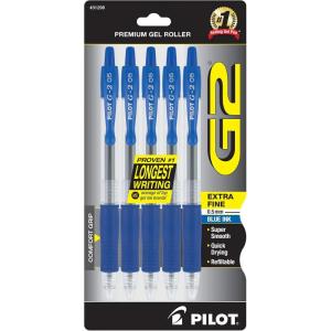 PILOT G2 Premium Refillable & Retractable Rolling Ball Gel Pens, 0.7mm Fine Point, 6 Black and 4 Blue Pens (Pack of 1, 10 Count Total)(Blue)
