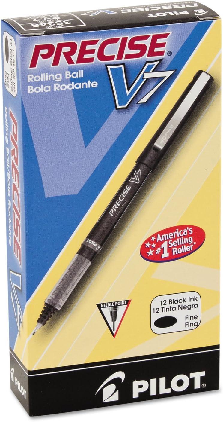 image:imagePILOT Precise V7 Stick Liquid Ink Rolling Ball Stick Pens Fine Point 07mm Black Ink 2Pack 25010Black
