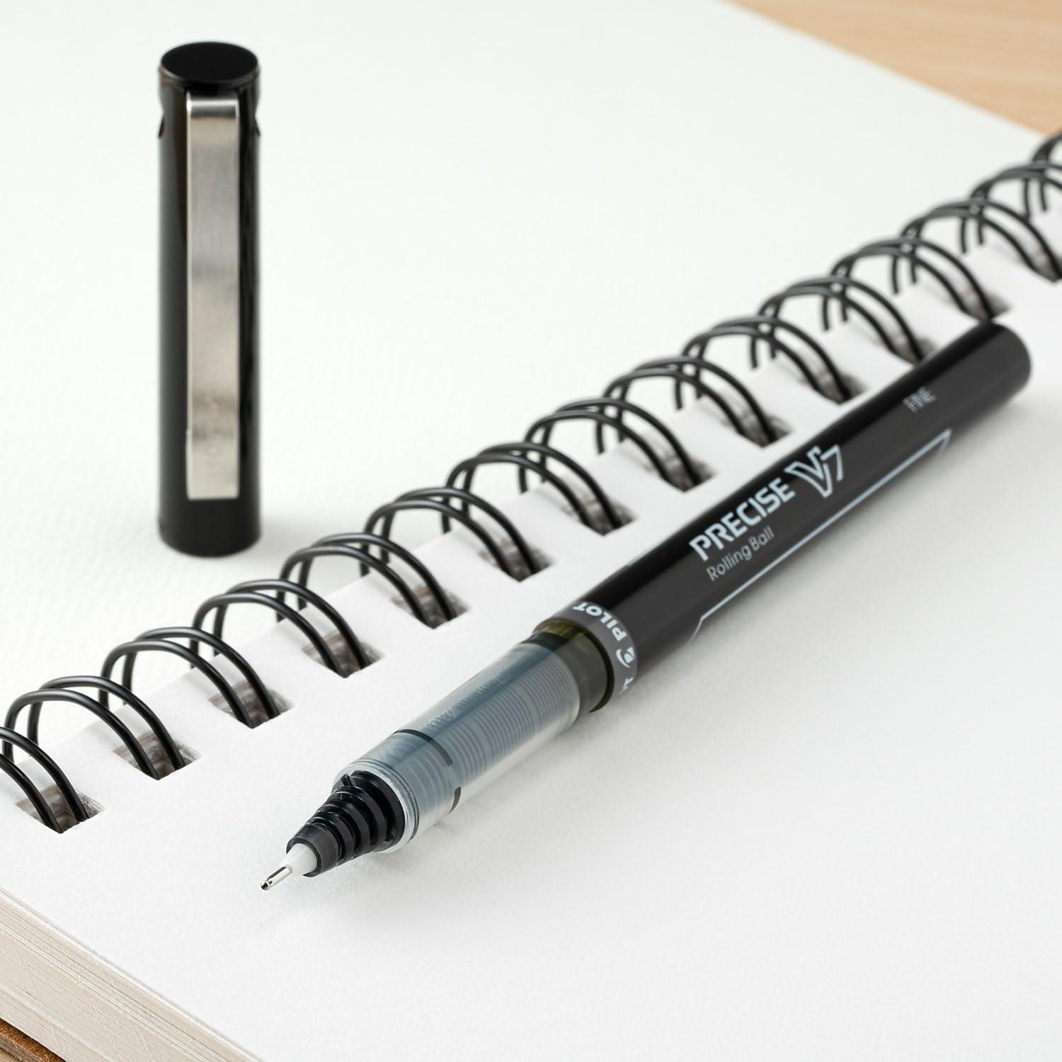 image:imagePILOT Precise V7 Stick Liquid Ink Rolling Ball Stick Pens Fine Point 07mm Black Ink 2Pack 25010Black