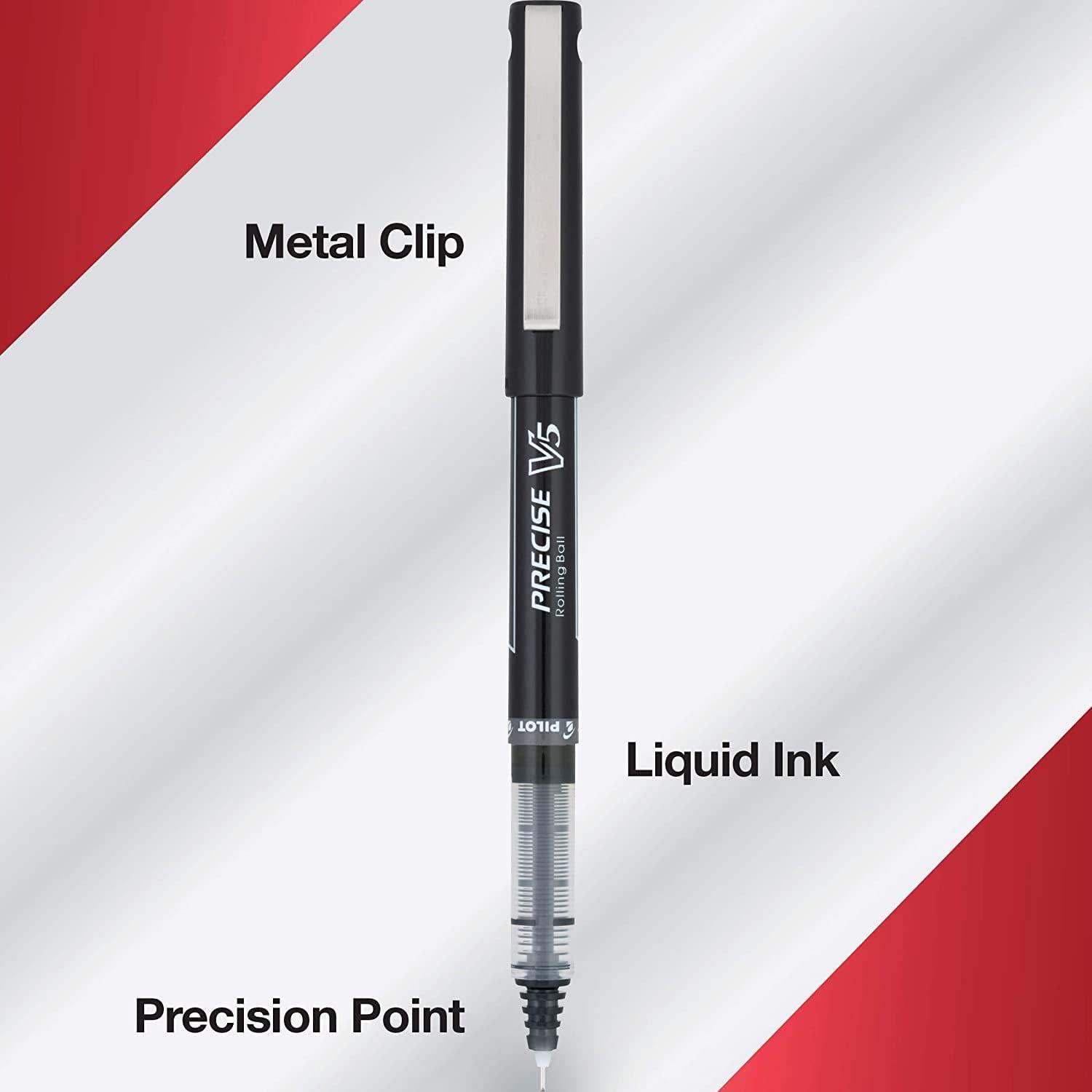 image:imagePilot Precise V5 Premium Rolling Ball Stick Pens Extra Fine Point 05mm Blue Ink 1 count 35344BlackWhite
