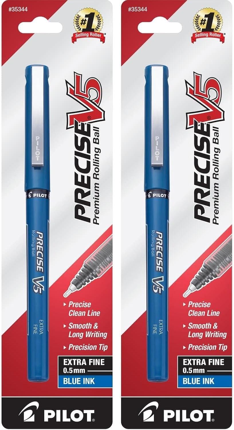 image:imagePilot Precise V5 Premium Rolling Ball Stick Pens Extra Fine Point 05mm Blue Ink 1 count 35344Blue