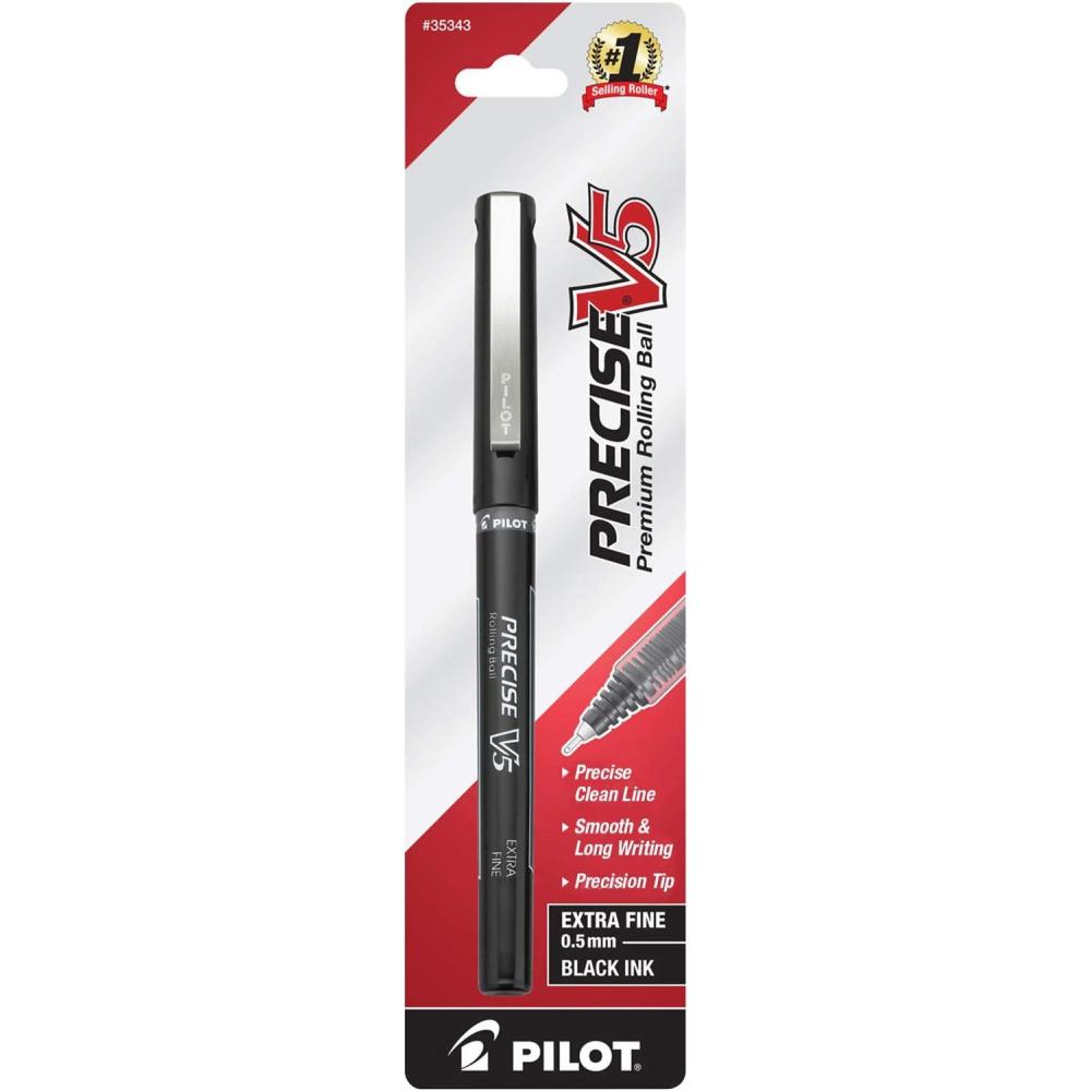 image:imagePilot Precise V5 Premium Rolling Ball Stick Pens Extra Fine Point 05mm Blue Ink 1 count 35344Black