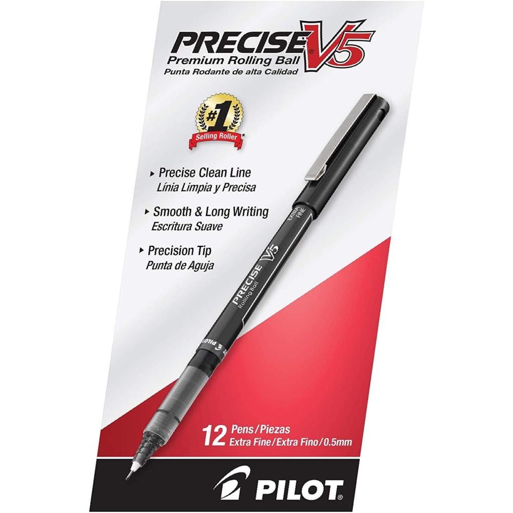 image:imagePilot Precise V5 Premium Rolling Ball Stick Pens Extra Fine Point 05mm Blue Ink 1 count 35344BlackWhite