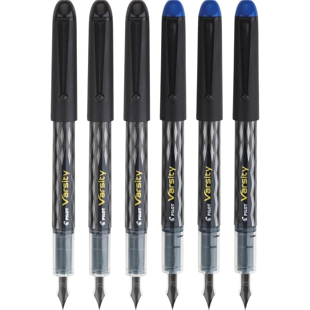 image:imagePilot Precise Varsity PreFilled Fountain Pens Medium Point 1 mm Stainless Steel Nib BlackBlue 6PackBlack  Blue