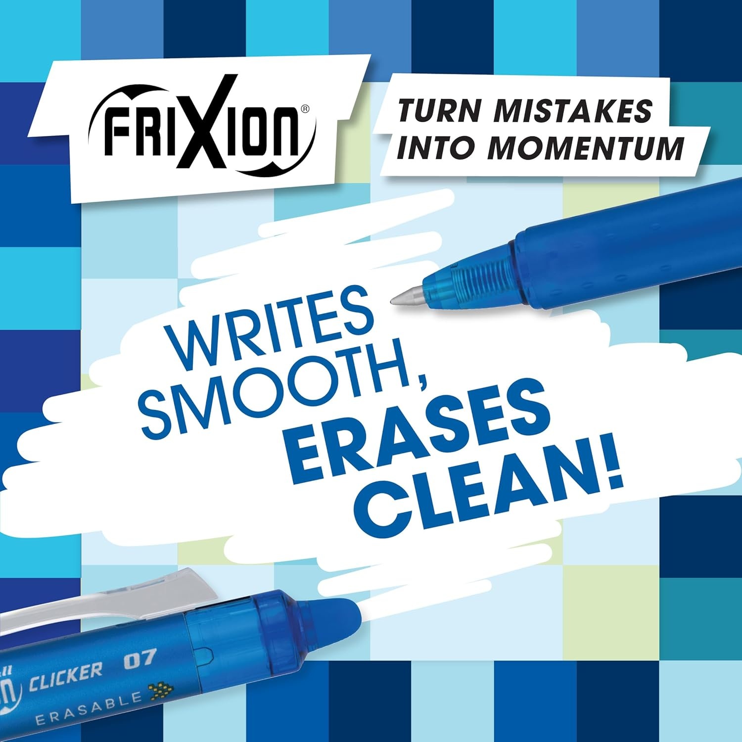 image:imagePilot FriXion Vibe Clicker Premium Erasable Gel Ink Pens Find Your ZenFocus Vibe Calm amp Confident Colors 7 Pack Fine Point 07 mm Assorted BlueGreen InksZenFocus