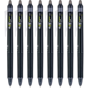 Pilot FriXion Synergy Clicker Erasable, Refillable, Retractable Gel Ink Pens, Extra Fine Point 0.5 mm, Pack of 8, Black, FriXion Erasable Pens 0.5 – Ideal for School & Office Writing(Black)