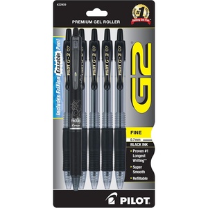 Pilot G2 + FriXion Clicker Companion Pack, 0.7mm Fine Point, Black Ink, Premium Gel Roller 6 Pack – for School, Office and Business Use